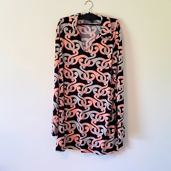 Brooks Brothers tunic or mini dress. Blue, coral, and grey. US L. - Picture 1 of 4